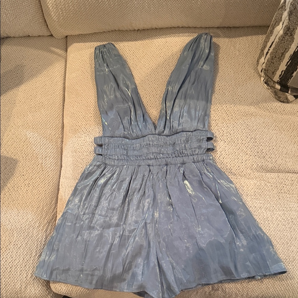 Elegant Blue Sleeveless Romper